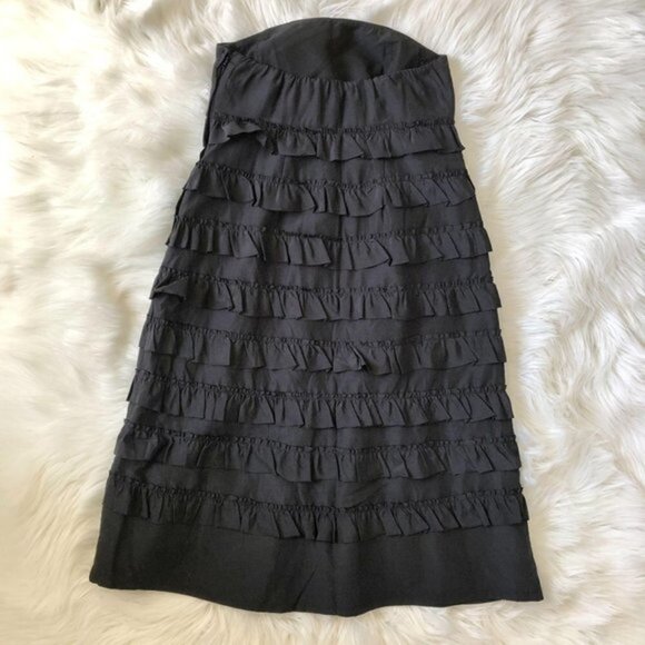Gap Strapless Tiered Black Ruffle Dress 2 XS - Picture 5 of 5